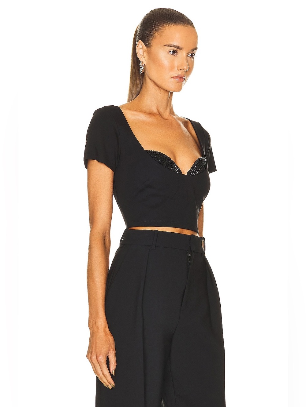 NWT Area Crystal Cup Black T Shirt Top XS - Picture 2 of 16